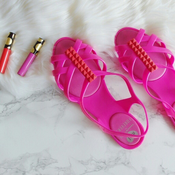 Melissa Shoes - mel mellisa forever 21 gel sandal Hot Pink Studded